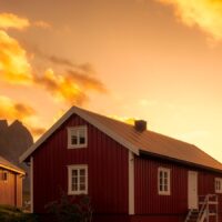 Vakker solnedgang i Lofoten., fotokunst veggbilde / plakat av Eirik Sørstrømmen