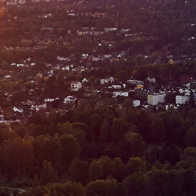 Solnedgang over Oslo, fotokunst veggbilde / plakat av Henning Mella