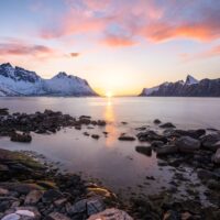 Solnedgang i mefjorden, fotokunst veggbilde / plakat av Kristoffer Vangen