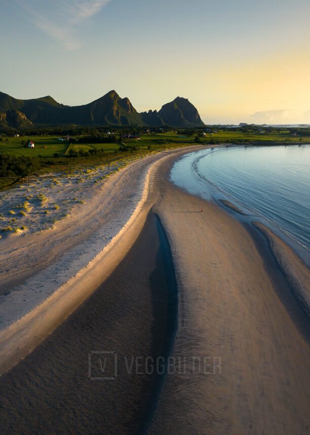 Strand og solnedgang, fotokunst veggbilde / plakat av Kristoffer Vangen