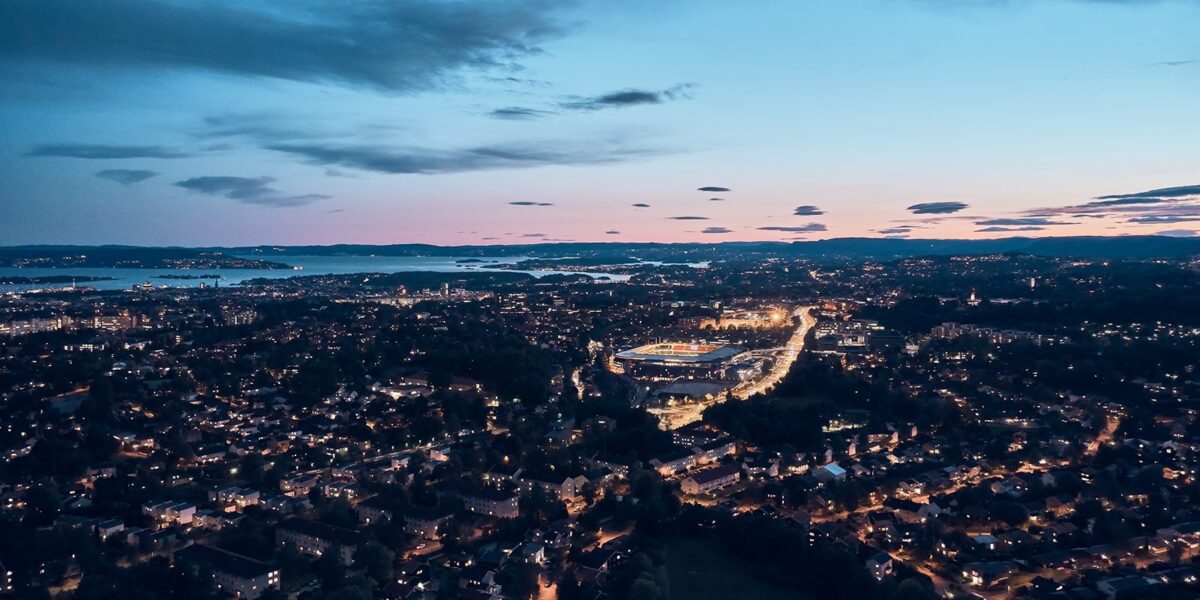 Ullevål stadion by night, fotokunst veggbilde / plakat av Peder Aaserud Eikeland