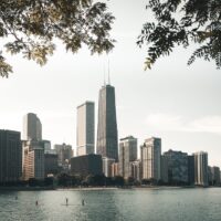 Chicago skyline sett fra byparken Milton Lee Olive Park, fotokunst veggbilde / plakat av Tor Arne Hotvedt