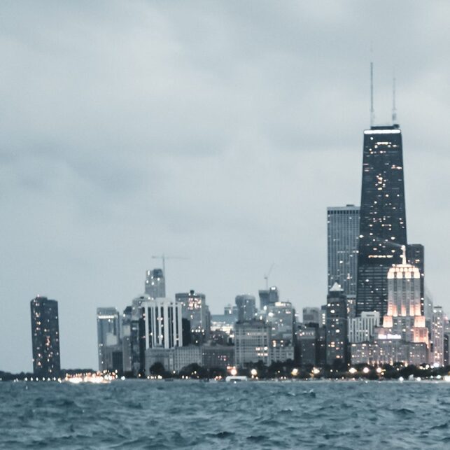 Lake Michigan og skyskrapere i storbyen Chicago, fotokunst veggbilde / plakat av Tor Arne Hotvedt