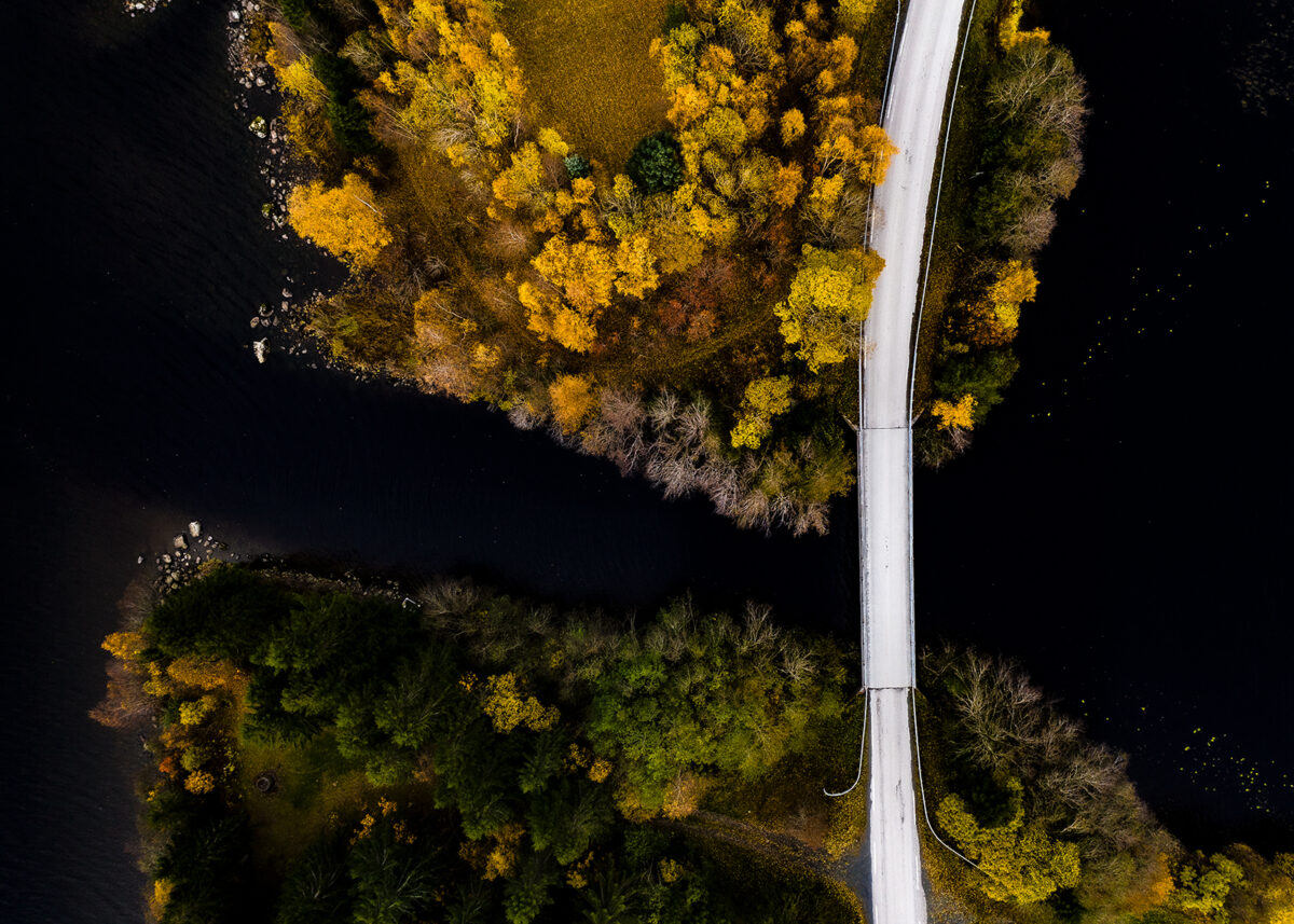En bro gjennom høsten, fotokunst veggbilde / plakat av Terje Kolaas